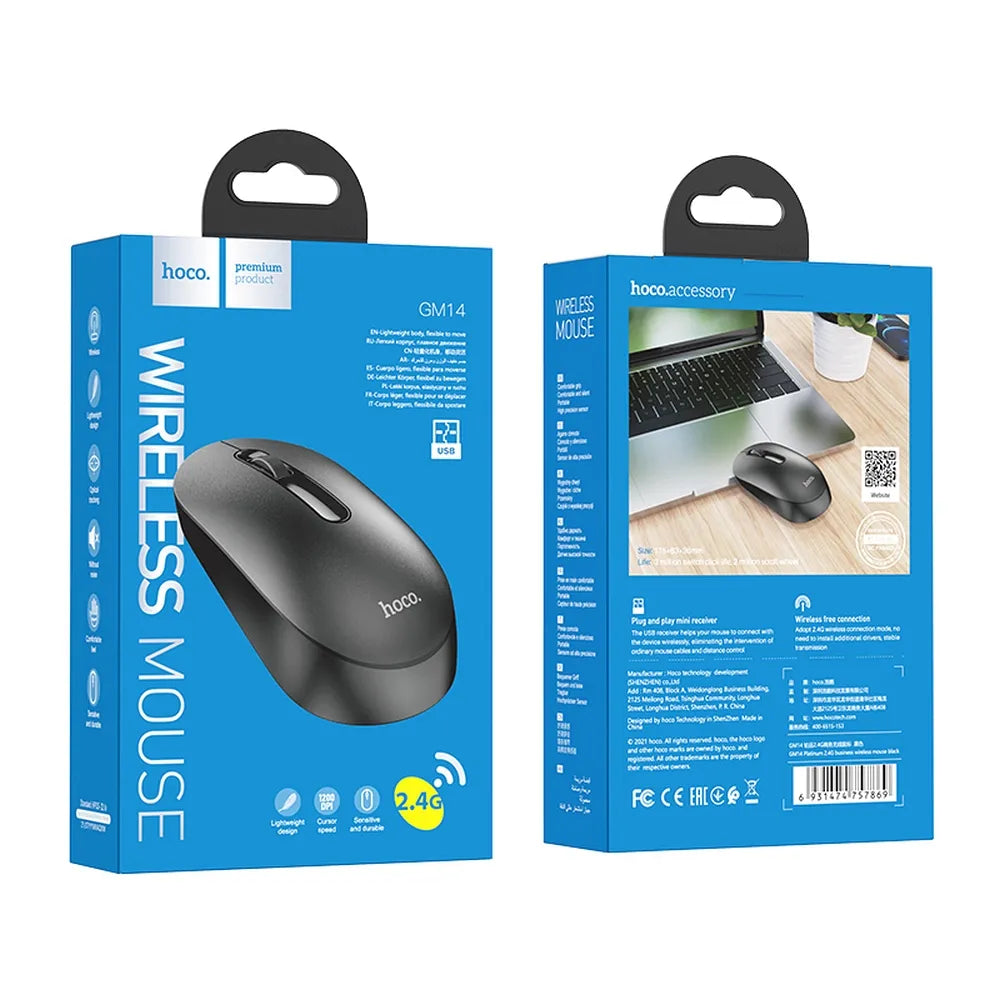 HOCO GM14, Mouse wireless, 2,4G 1200dpi, Negru