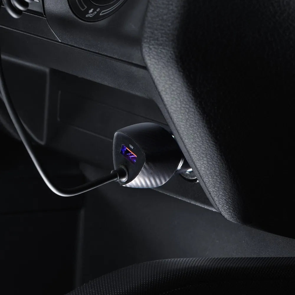 Incărcător auto FORCELL F-ENERGY Carbon CC50-1AC USB A cu cablu Tip C PD QC3.0 3A 38W Negru - Lilo Trend S.R.L.