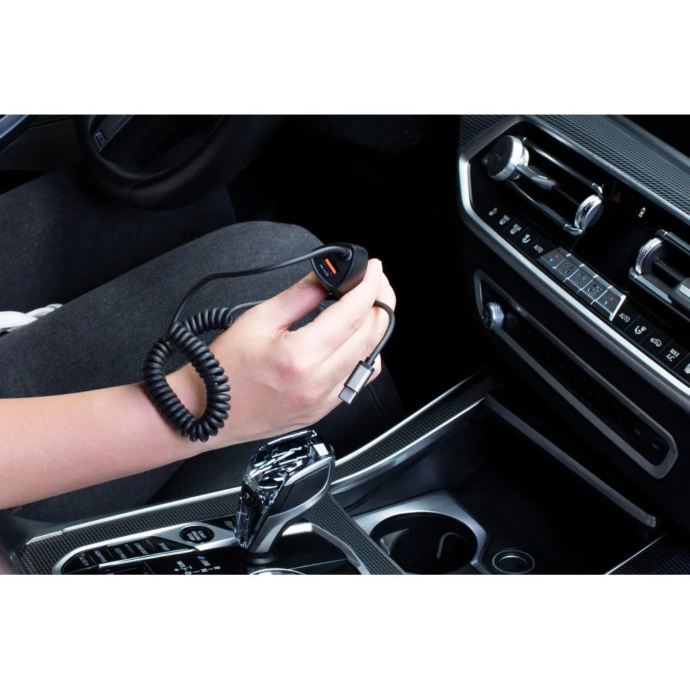 Incărcător auto FORCELL F-ENERGY Carbon CC50-1AC USB A cu cablu Tip C PD QC3.0 3A 38W Negru - Lilo Trend S.R.L.