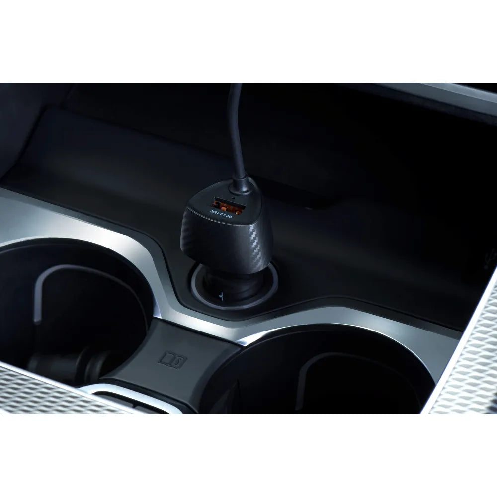 Incărcător auto FORCELL F-ENERGY Carbon CC50-1AC USB A cu cablu Tip C PD QC3.0 3A 38W Negru - Lilo Trend S.R.L.