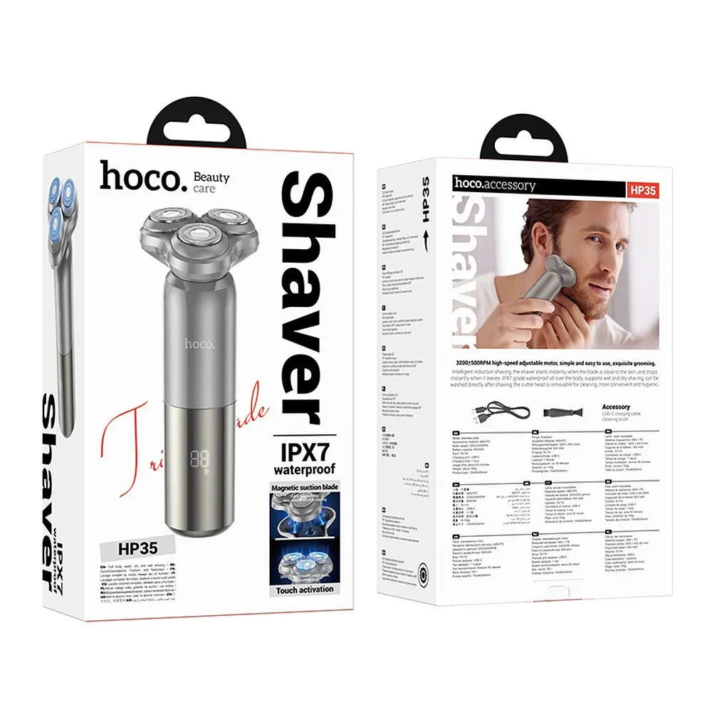 HOCO HP35, Aparat de ras electric cu trei lame, Gri - Lilo Trend S.R.L.