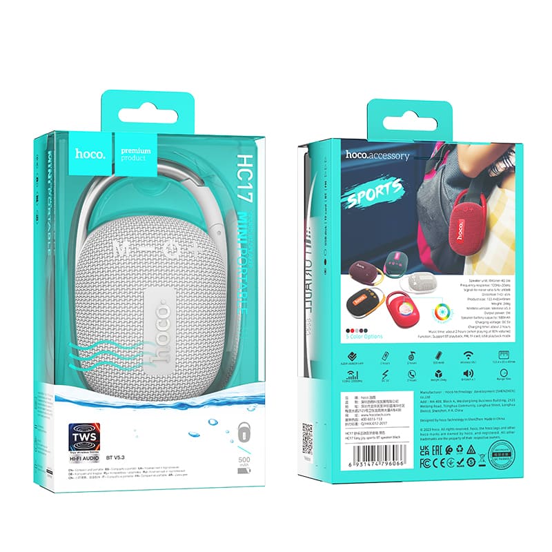 HOCO HC17, Boxă wireless bluetooth, Gri - Lilo Trend S.R.L.