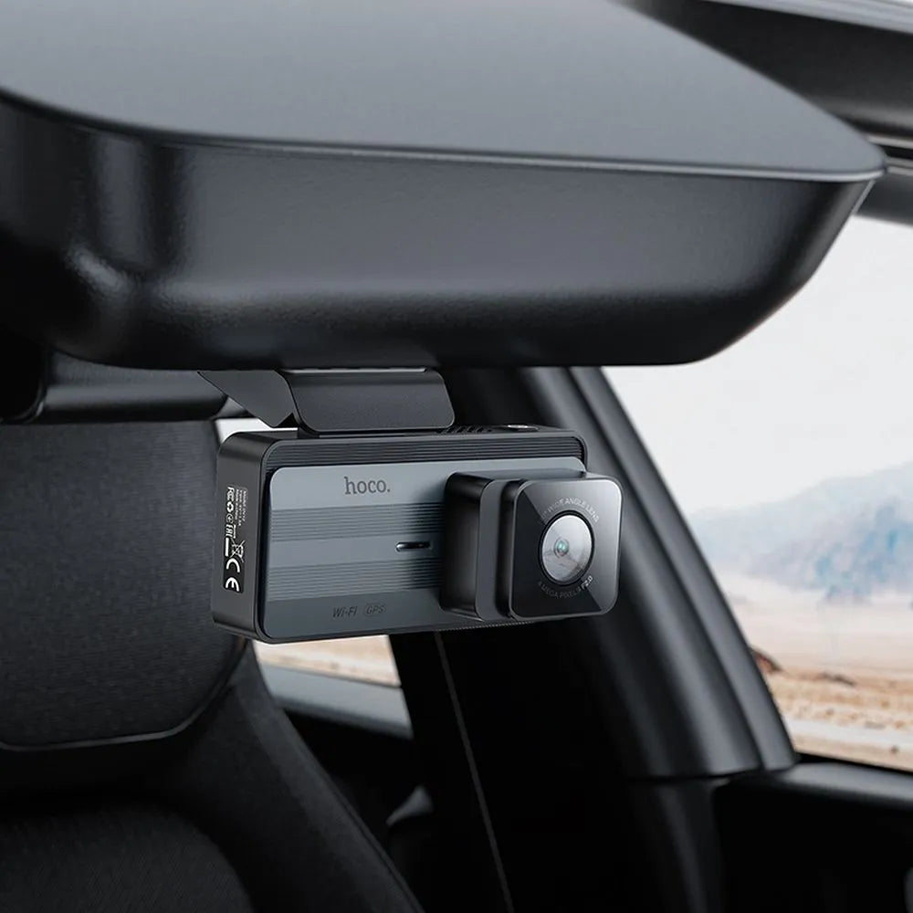 HOCO DV12, Cameră auto cu ecran 3,69" + cameră spate 2K GPS, Gri Argintiu - Lilo Trend S.R.L.