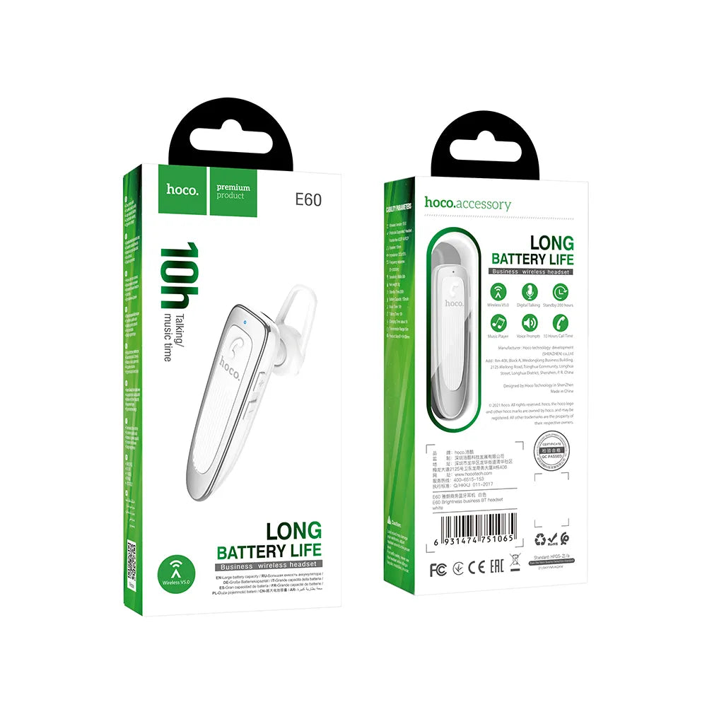 HOCO E60, Căști bluetooth fără fir, Alb - Lilo Trend S.R.L.