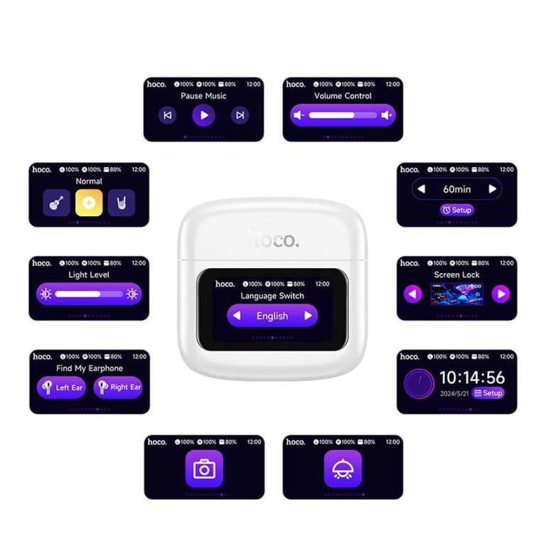 HOCO EQ14, Căști wireless, Bluetooth cu ecran tactil TWS, Alb - Lilo Trend S.R.L.