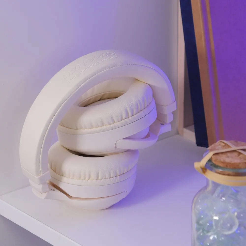 HOCO W48, Căști wireless, bluetooth, Alb Lăptos - Lilo Trend S.R.L.