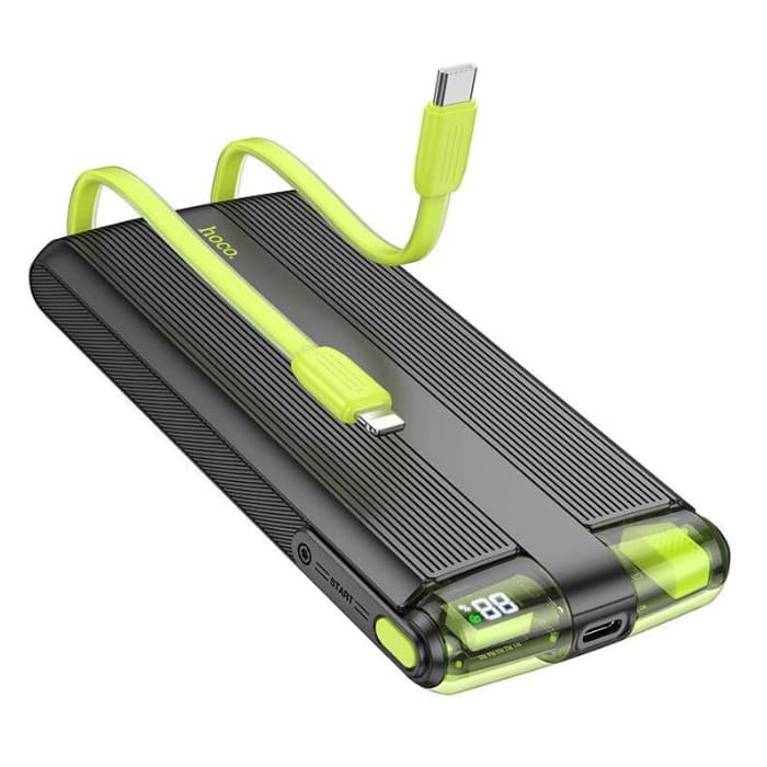 HOCO J127A, Powerbank 10.000mAh, Mini cabluri Type-C si Lightning, Incarcare rapida 20W, Negru - Lilo Trend S.R.L.