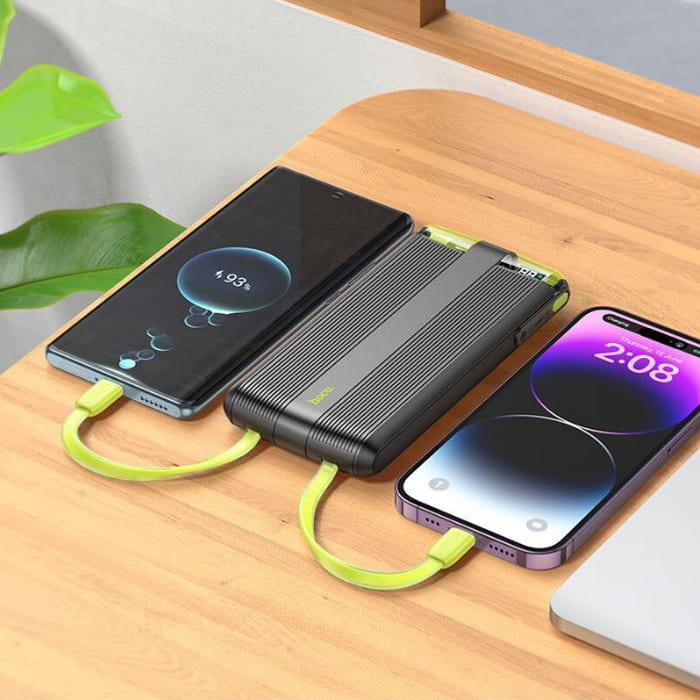 HOCO J127A, Powerbank 10.000mAh, Mini cabluri Type-C si Lightning, Incarcare rapida 20W, Negru - Lilo Trend S.R.L.