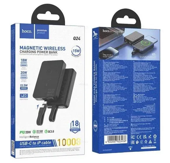 HOCO Q24, Baterie Externă Wireless – 10.000mAh, MagSafe, Fast Charge 22.5W + PD20W - Lilo Trend S.R.L.