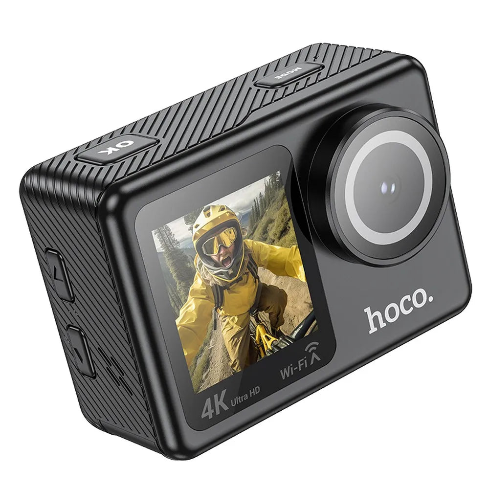 HOCO DV101, Cameră sport cu ecran dual 1,3" + 2" 4K/30fps, Negru - Lilo Trend S.R.L.