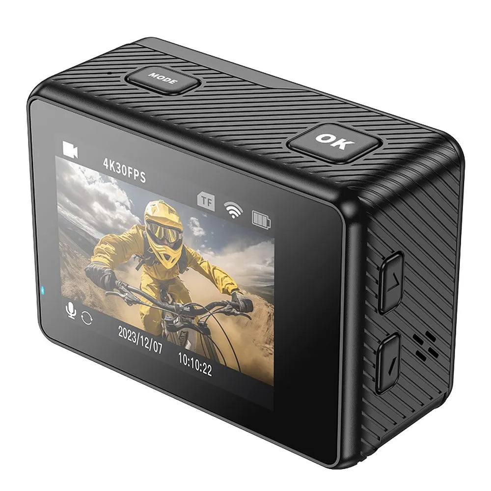 HOCO DV101, Cameră sport cu ecran dual 1,3" + 2" 4K/30fps, Negru - Lilo Trend S.R.L.