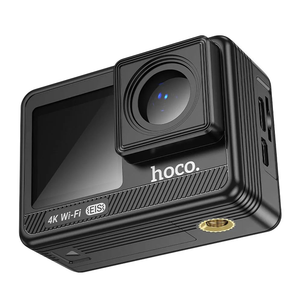HOCO DV102, Cameră sport  cu afișaje digitale 1,3" + 2" anti-vibrații IPS, 4K,  Negru - Lilo Trend S.R.L.