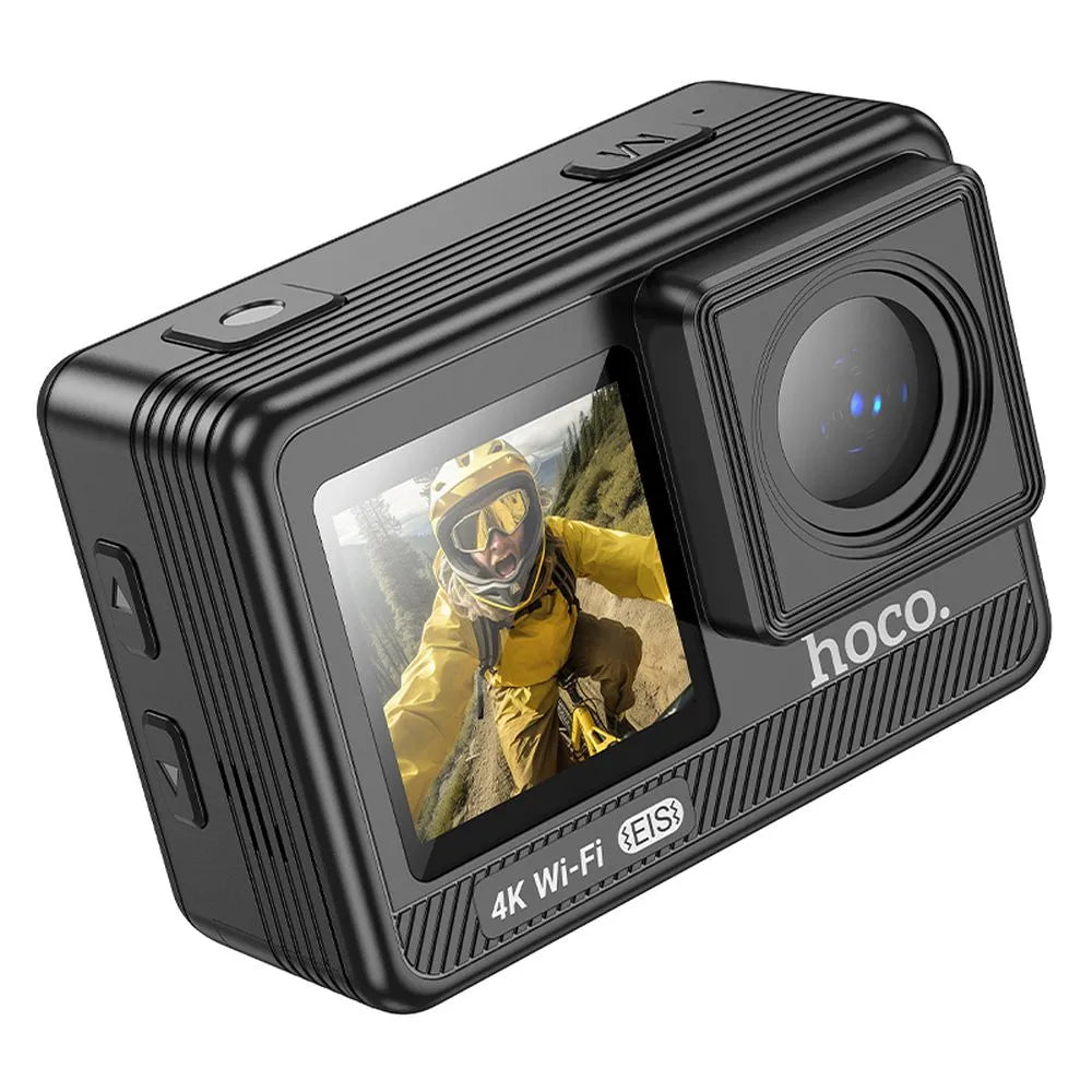 HOCO DV102, Cameră sport  cu afișaje digitale 1,3" + 2" anti-vibrații IPS, 4K,  Negru - Lilo Trend S.R.L.