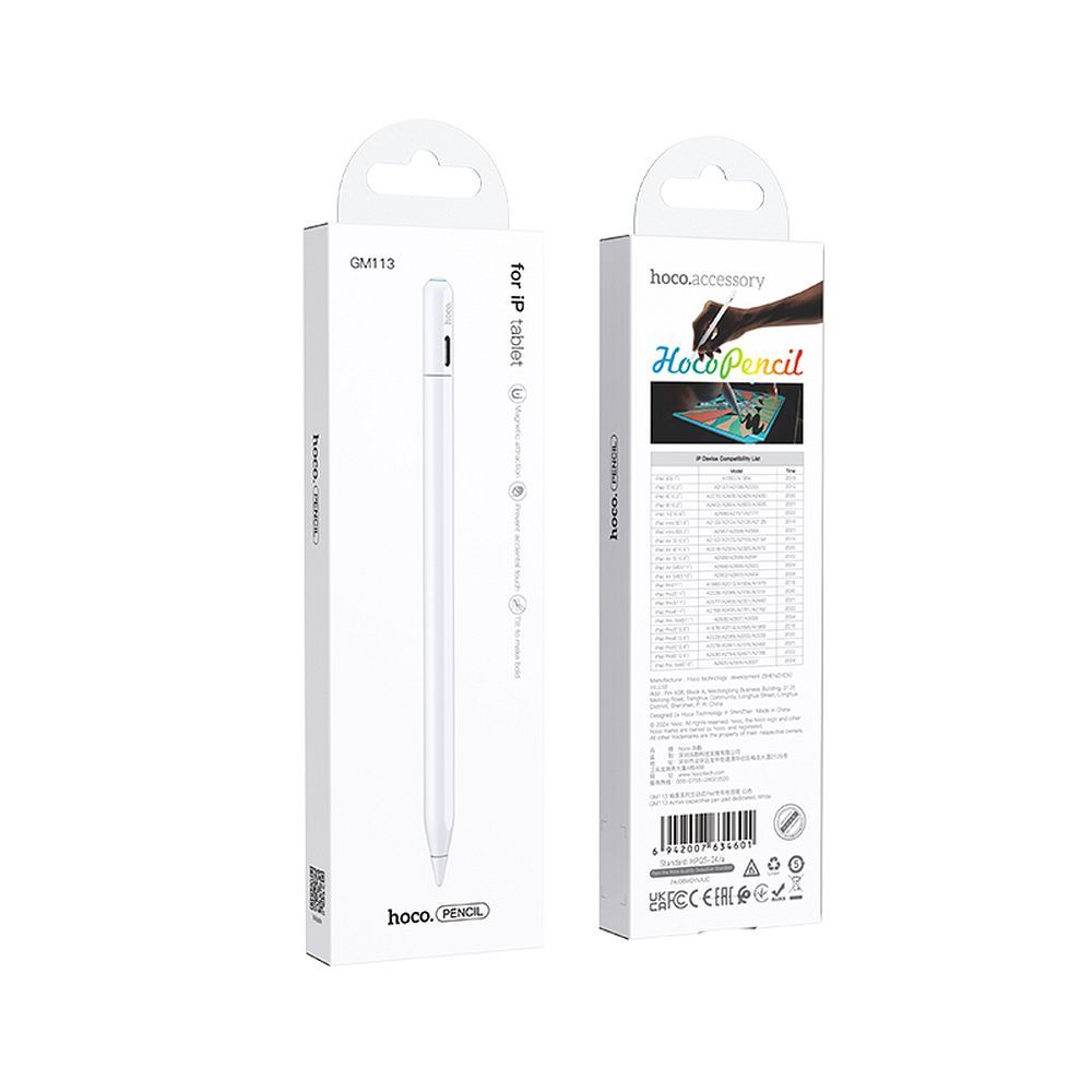 HOCO GM113, Stylus Pen pentru Apple iPad, 130 mAh, Alb