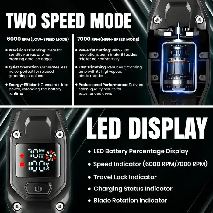 VGR V964 - Aparat de Tuns Fara Fir Afisaj LED Negru - Lilo Trend S.R.L.